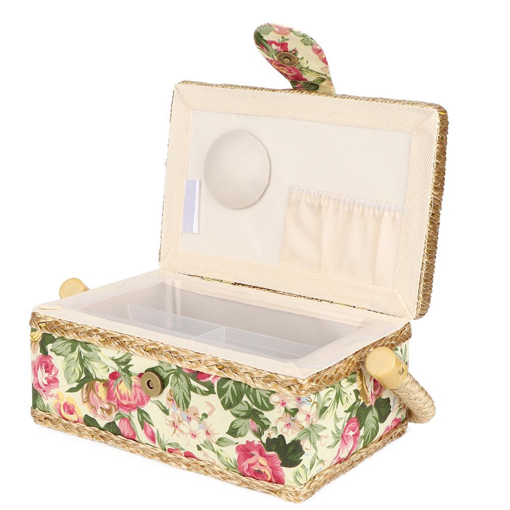 Handmade Sewing Box Cloth Sewing Storage Box Household Fabric Craft Handmade Sewing Basket Thread Needle Storage Box Organizer