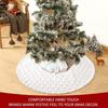 1pcs Polyester Faux Fur Cable Knit Christmas Tree Skirt Thick Xmas Decor with Knitted Hem for Holiday Tree Decoration