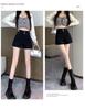 Women's High-Waist Black Suit Shorts - Summer 2024 A-Line Slimming Style