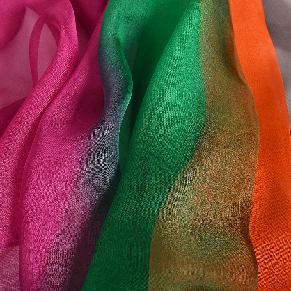 BYSIFA|Fall Winter 100% Silk Long Scarves Shawls Green Yellow Pink Grey Female Gradient Color Neck Scarf Summer Silk Scarf Cape