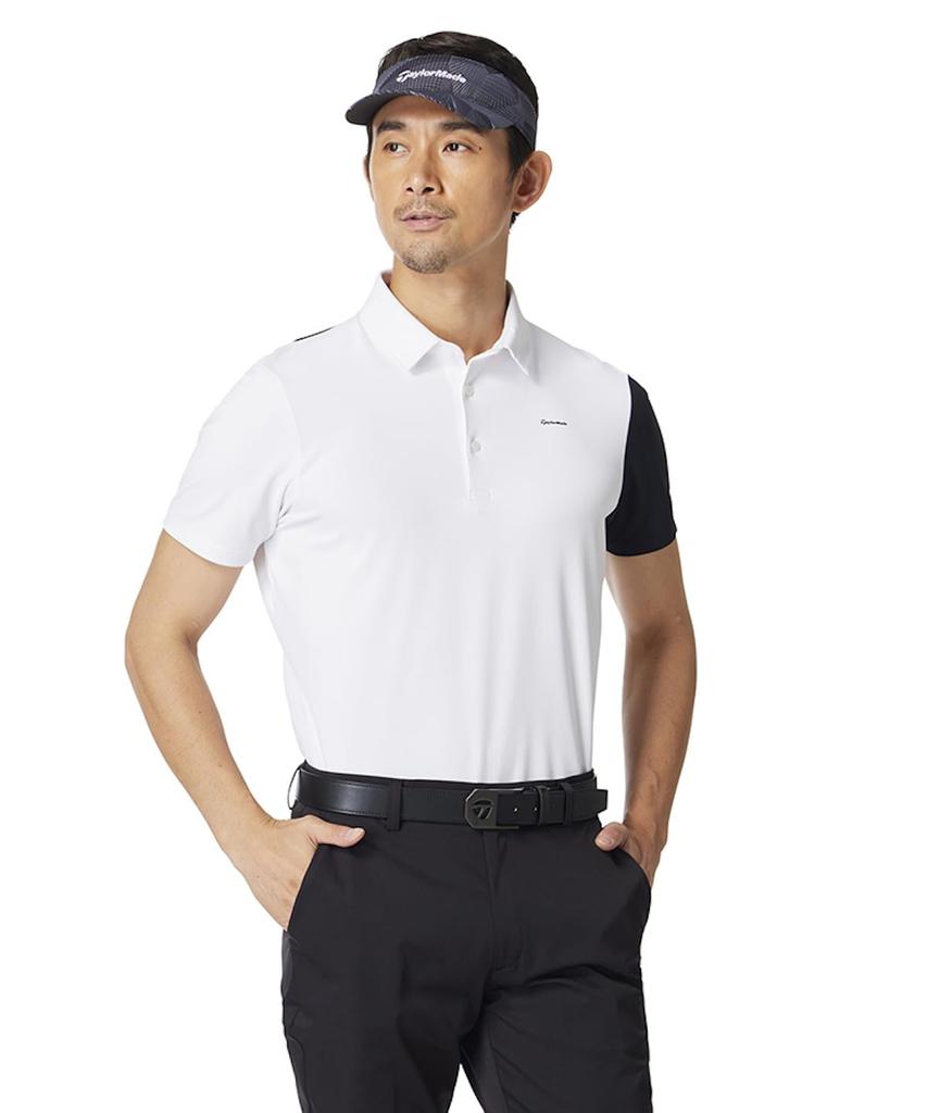TaylorMade Diagonal Block S/S Polo Shirt, White, Size M, Men's, 2025SS UN618