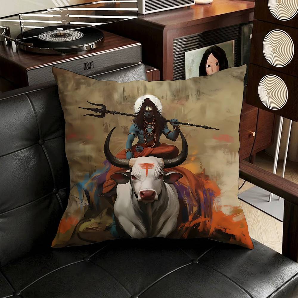 India Art Lord Shivasjpg pillowcase casual style decoration suitable for home decoration (excluding pillow core)