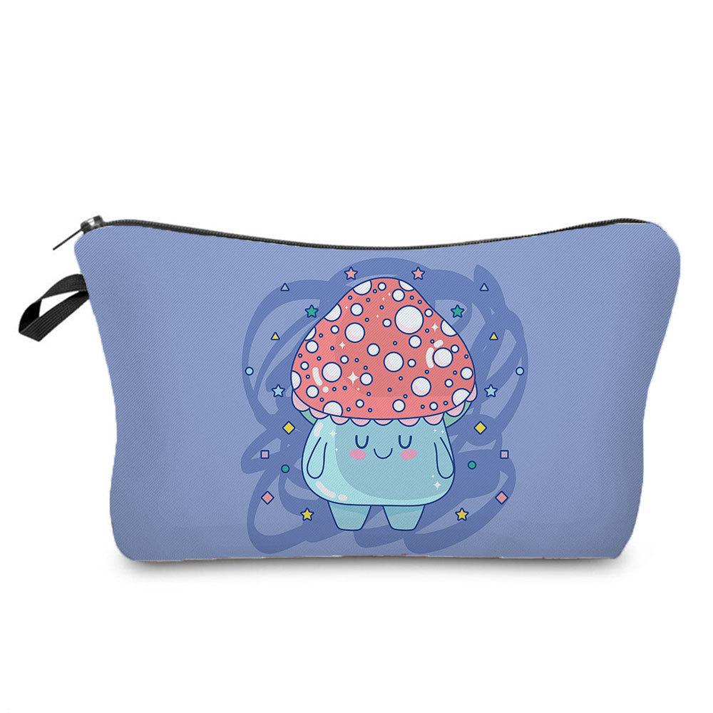 Women Mushroom Print Cosmetic Bag Toiletries Organize Travel Storage Case 6383