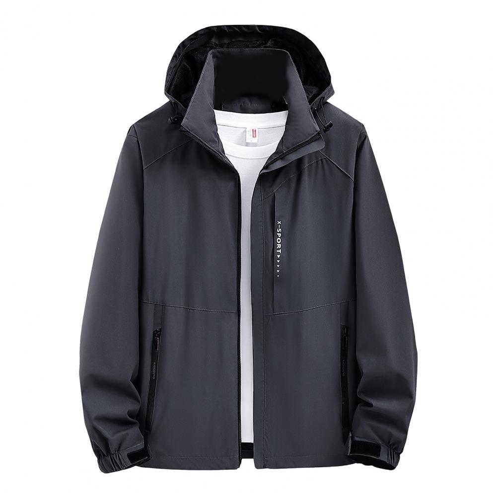 

Мужская куртка-тренч с воротником-стойкой, капюшоном и длинным рукавом, застежка-молния, устойчивая к царапинам, ветрозащитная куртка M темно-серого