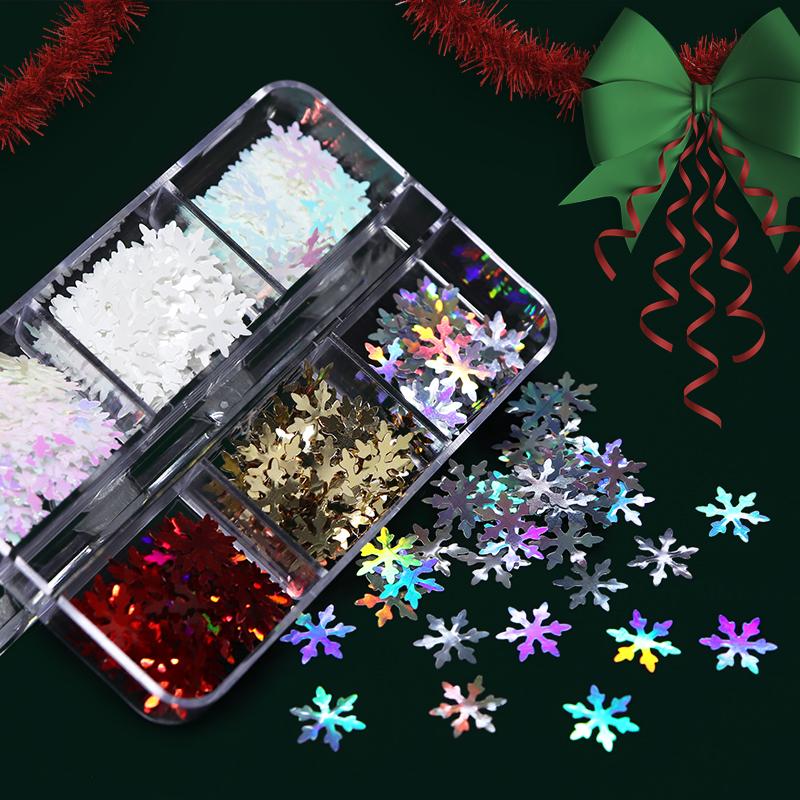 Snowflake Nail Art Flakes Slice Decoration Acrylic 3D Design Manicure Accessory For Mix Christmas Nails Charms Sequins Tips Kit
