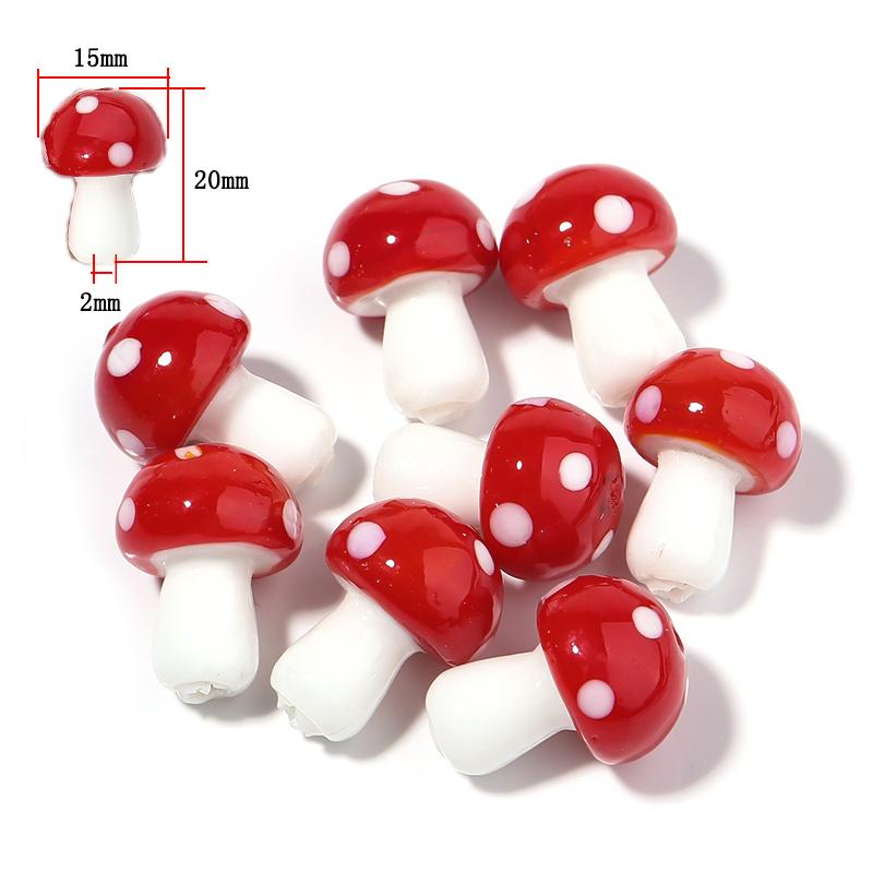 10-20Pcs 16x12mm Liuli Silica Lampwork Mushroom Beads Colourful Loose Glass Beads For Needlework DIY Jewelry Making Accessories