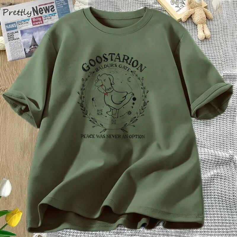 Футболки с рисунком Goose Astarion, женские футболки унисекс Bg3 с круглым вырезом и коротким рукавом, женская одежда, негабаритная футболка Baldur s Gate, унисекс, унисекс L