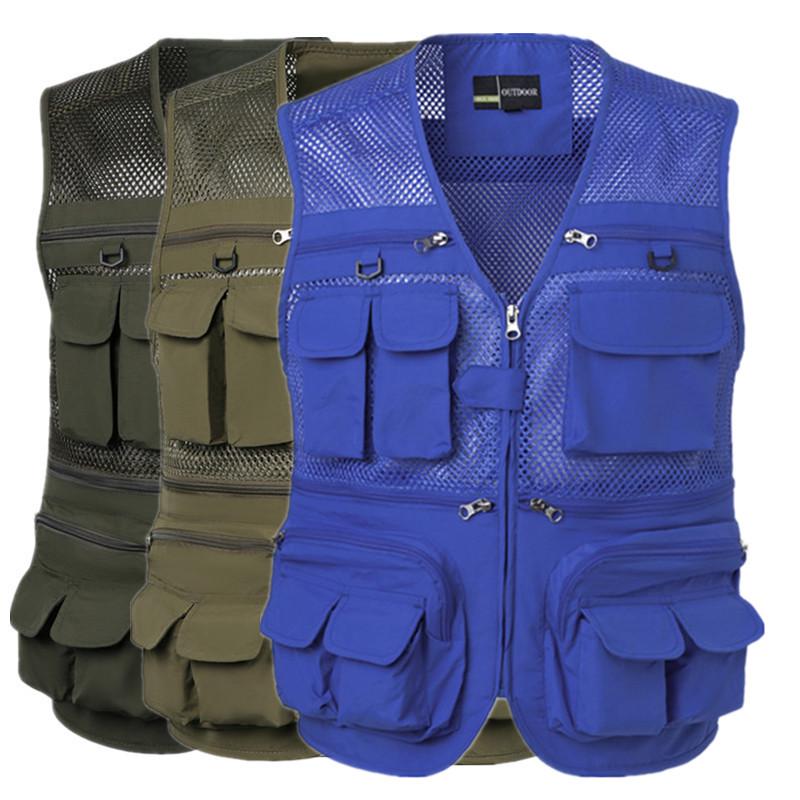 Summer Mesh Vest for Middle-Aged and Elderly Men - Multi-Pocket Sleeveless Fishing & Photographer Jacket