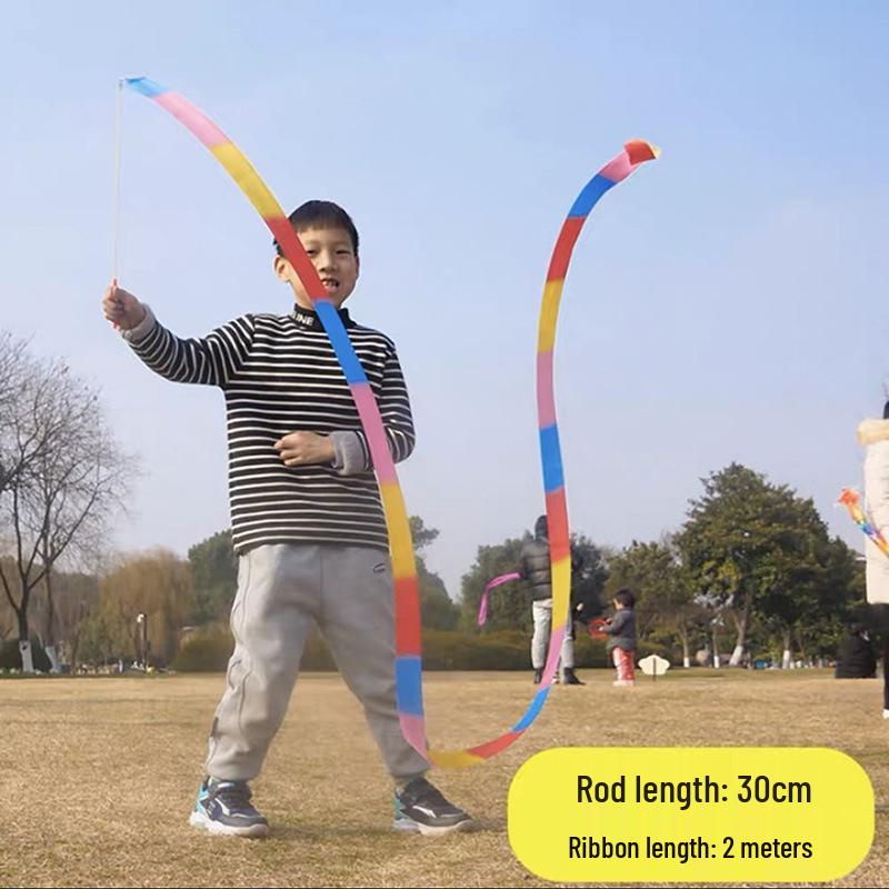 Dragon Dance Ribbon: Colorful Toy for Children & Beginners  Fitness Practice, 3D Shaking Dragon