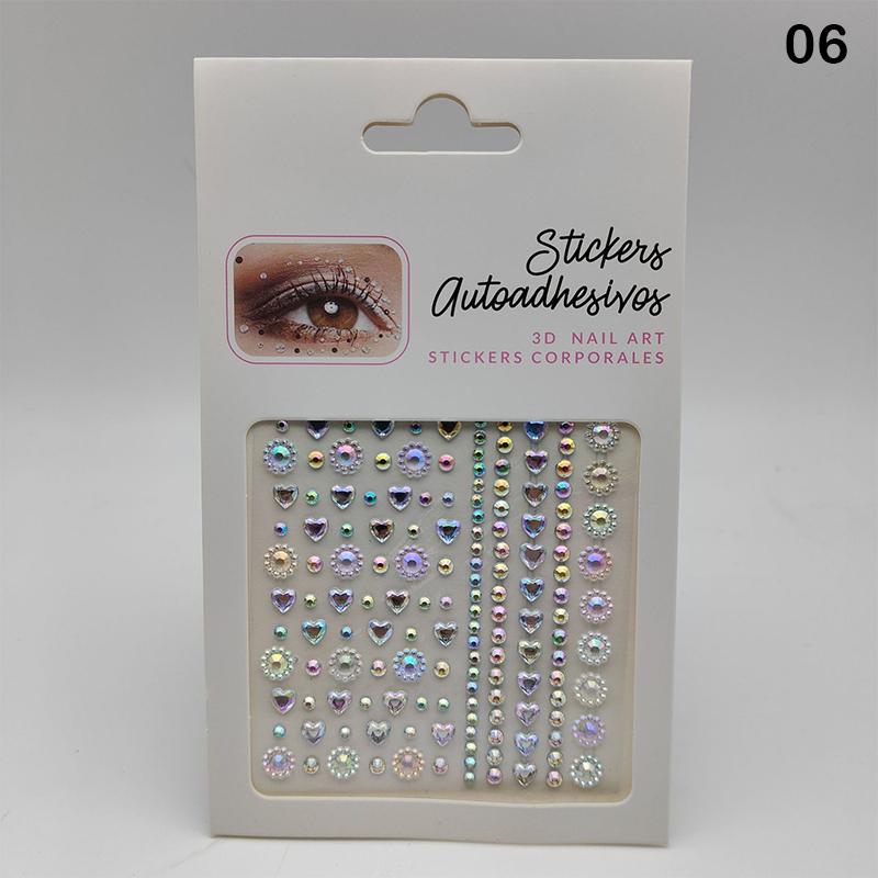 Gesichtsstein-Aufkleber 5D Bunter Strass-Tattoo-Lidschatten-Aufkleber für Festival Nägel Körper Make-up Bling Schmuck DIY Dekor