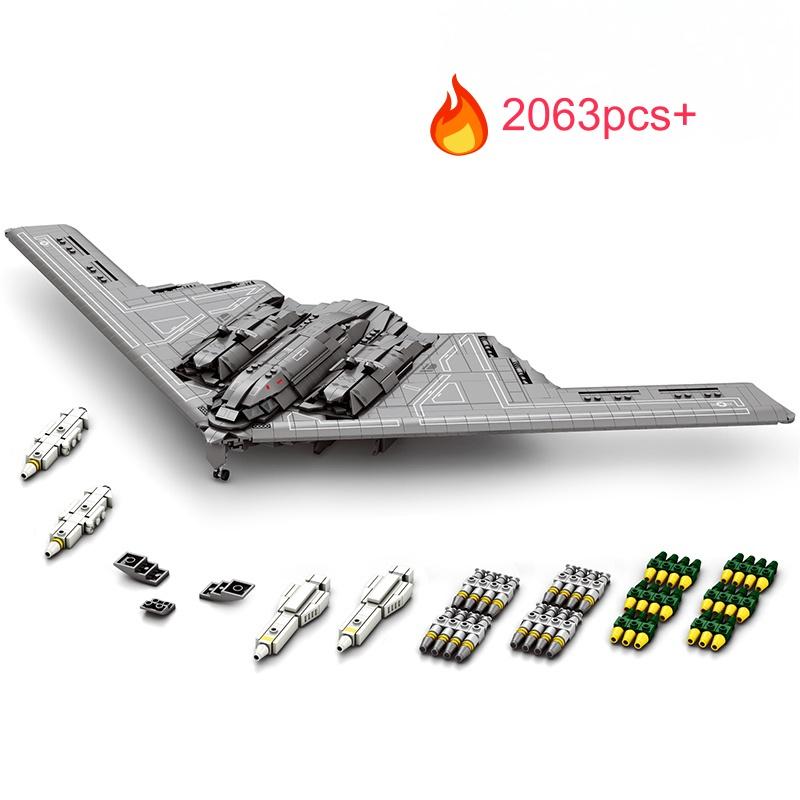2063pcs NEW B2 Stealth Bomber Professional Building Blocks MOC Kit Military Airplane Desk Decor Christmas Birthday Gifts Toy