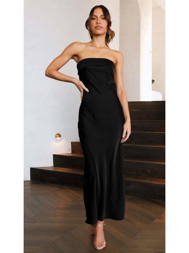 European & American 2025 Spring/Summer Satin Backless Tube Dress for Women.