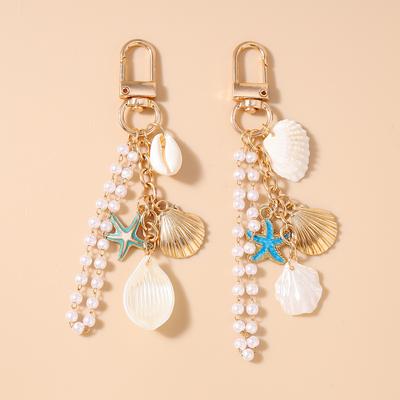 Pretty Shell Conch Keychain Women Girls Pearl Key Ring Handbag Pendants DIY Key Chain Jewelry Gifts