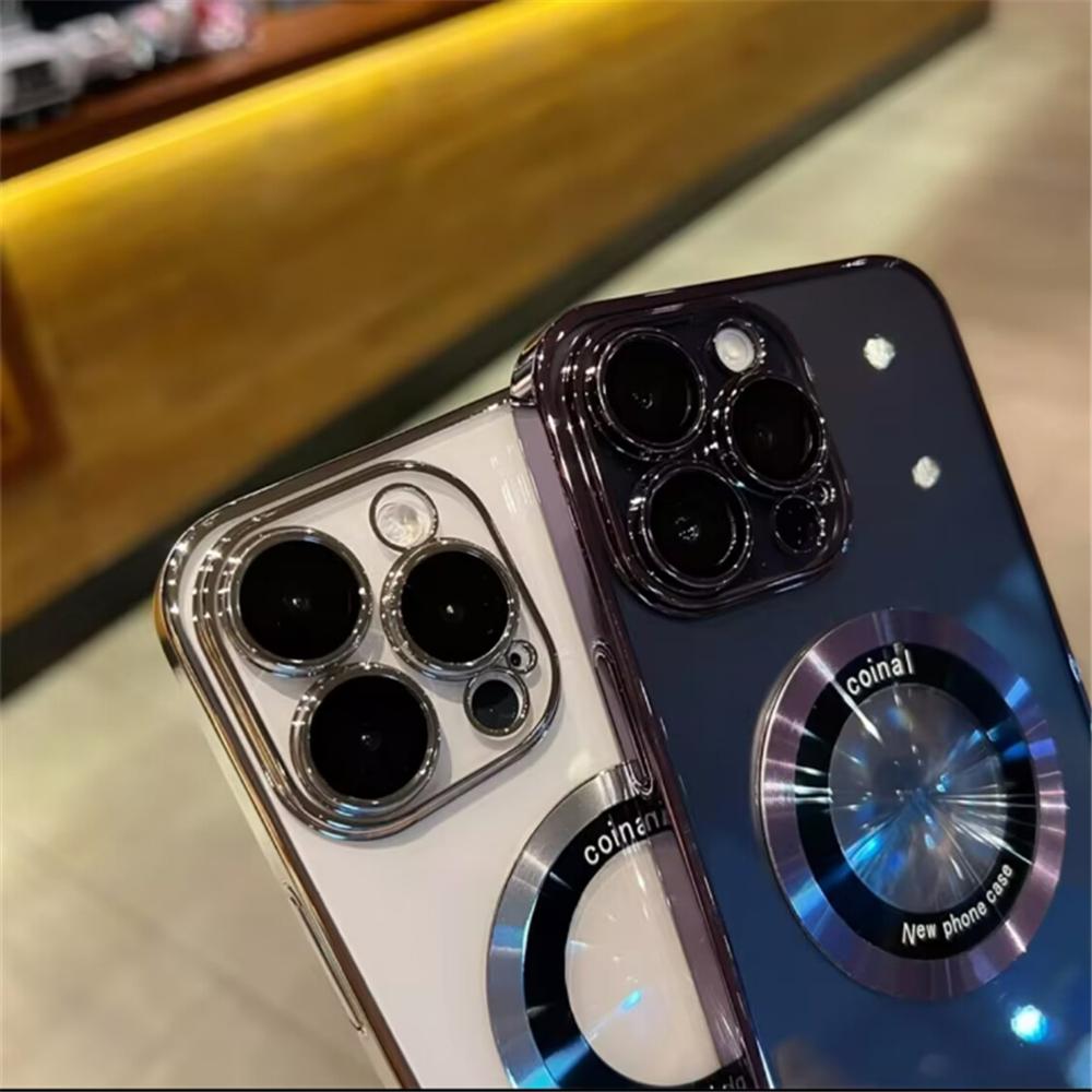 Luxury Magnetic For Magsafe Wireless Charge Clear Case For Iphone 14 Pro Max Plus 12 13 Plating Hard Pc Bumper Protection Cover