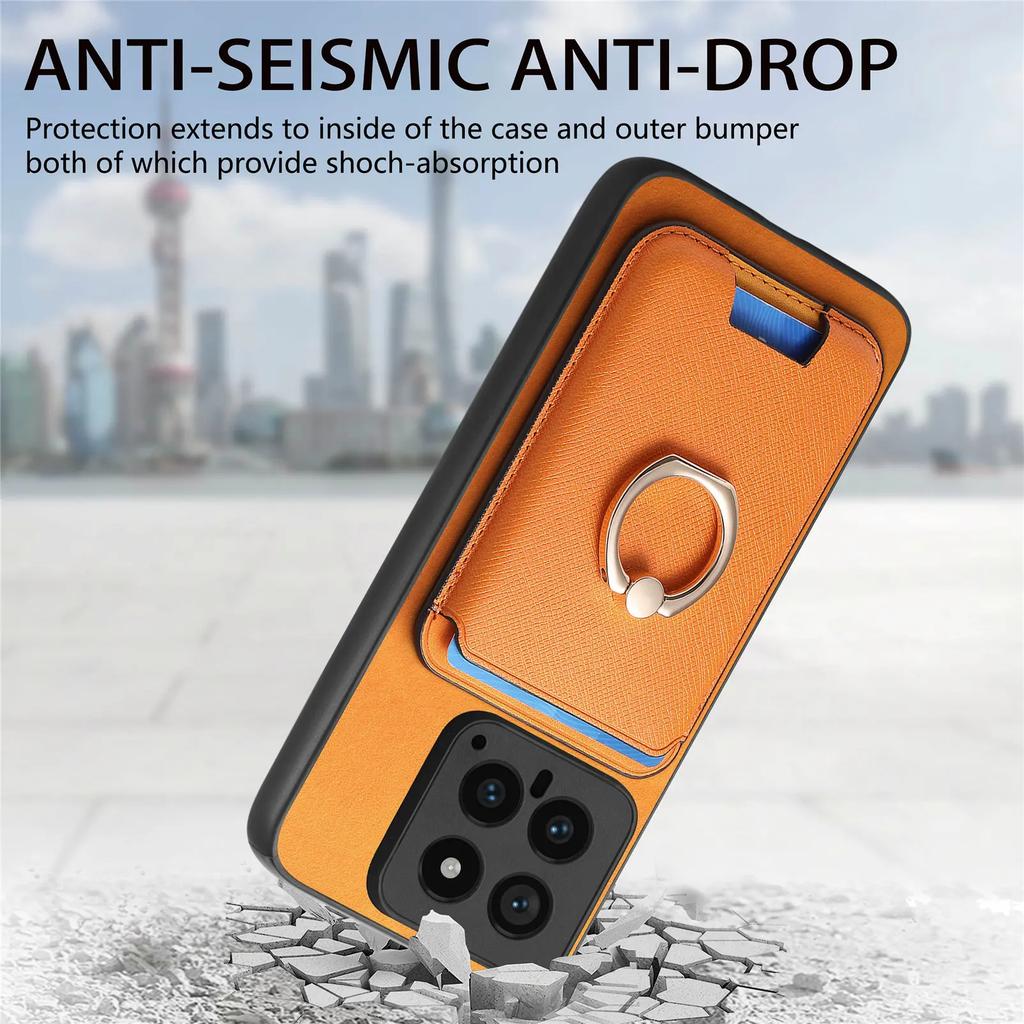 2 In 1 Vertical Card Solt Magnetic Ring Holder Wallet Case For Redmi Note 13 Pro Plus 12 11 13T POCO X6 14 Ultra Bag Stand Cover