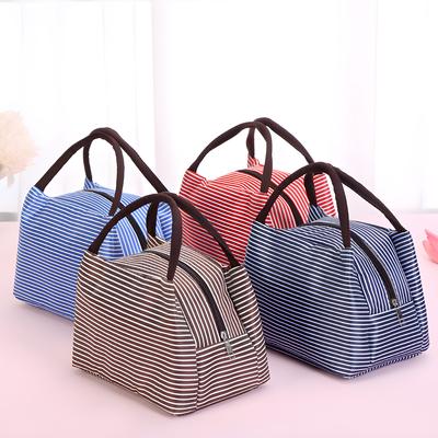Stripe Lunch Bag Cooler Foldable Lunch Tote Bag, Reusable Lunch Holder Insulated Container Picnic Bag for Men Women