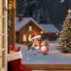 Removable Glass Stickers Christmas Bird Window Cling, Static Sticker with Santa Hat And Bauble, Decorative Wall Art Waterproof UV-Resistant Decal for
