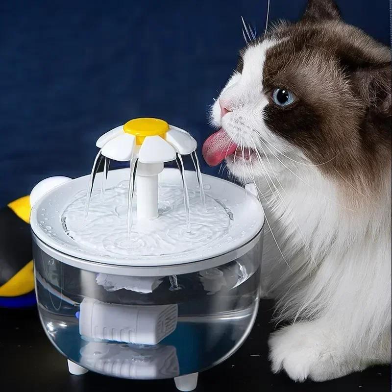 Pet water dispenser, cat silent water dispenser, automatic circulation, dog transparent petal water filter, power-off