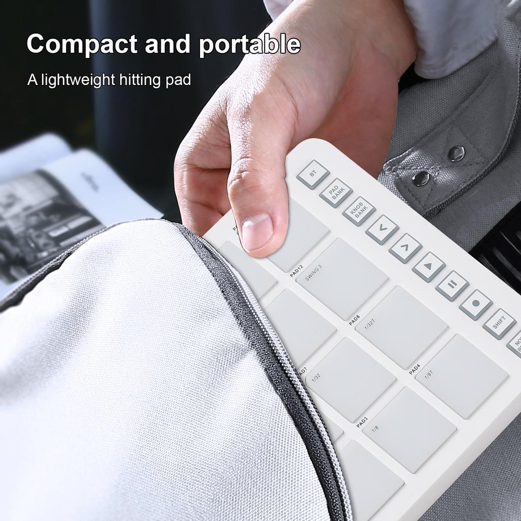 MIDI Controller Strike Pad RGB Backlight MIDI Keyboard BT Connection Low Latency 3.5mm Output Interface ith 16 Strike