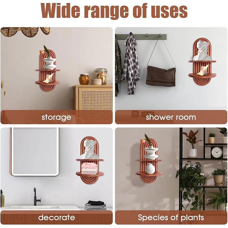 1set Wall Hanging Rack Floating Shelf Arched Storage Rack Geometric Display Rack Boho 2 Colors