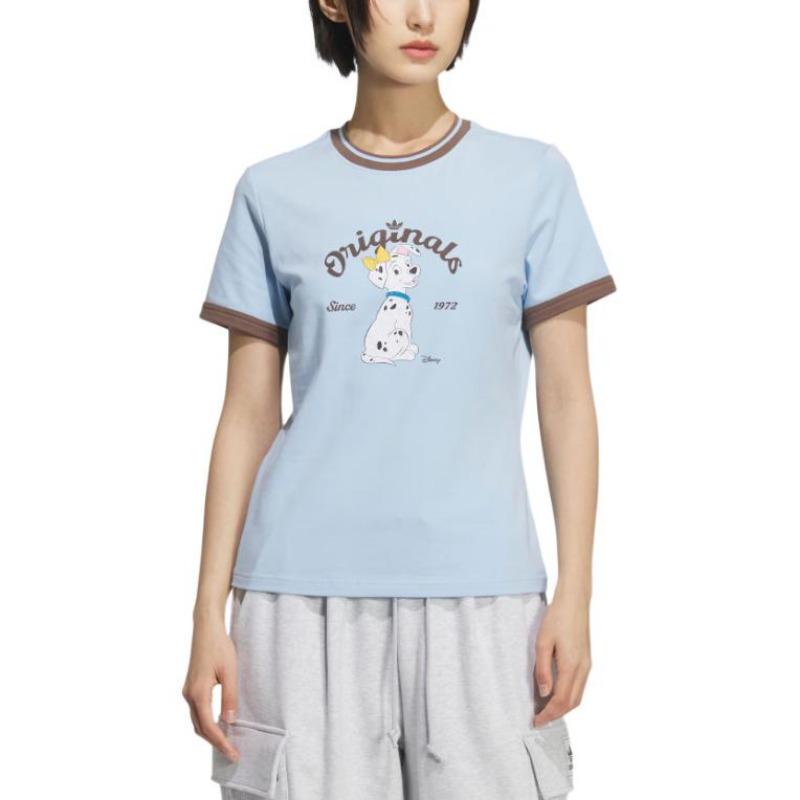 adidas Originals x Disney 101 Dalmatians Women's Sports Short Sleeve T-Shirt Jade White Blue Women KG6697