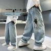 Dicke Jungenhose mit Fleecefutter – Neuer Herbst-/Winterstil, lockere Jeans für Kinder