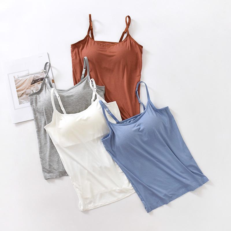 Women's Adjustable Spaghetti Strap Padded Camisole: Wireless Bra Cup, Slimming Fit