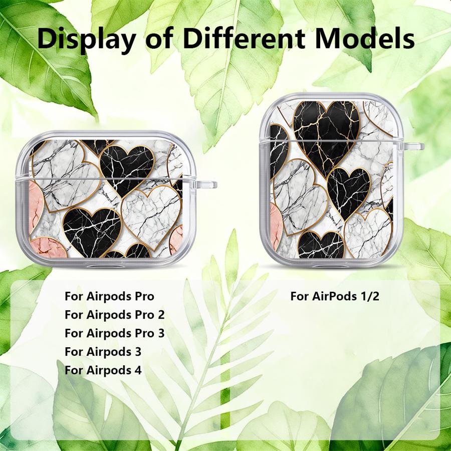 Clear Earphone Cases Cover Case For Airpods 4 1 Pro2 Pro Pro3 2 3 Pink Heart Spliced Marble