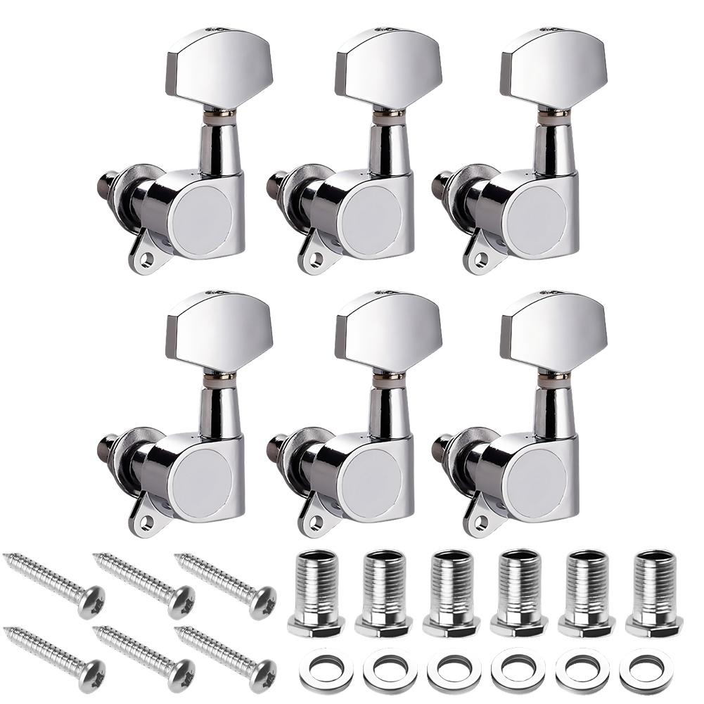 6 Pcs Chromium Gear Electric Guitar Tuners with Tools Guitar Tuners Machine Heads Tuning Keys for Acoustic Or Electric Guitar