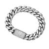 Hip Hop Bling CZ Jewelry A-Z 26 Alphabets Initial Letters Cuban Link Chain Stainless Steel Bracelet With Iced Buckle