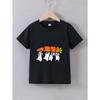 European Sizes Girls' Summer Short Sleeve "Little White Rabbit Carrying Radish Cartoon Creative Pattern" Printed T-Shirt
