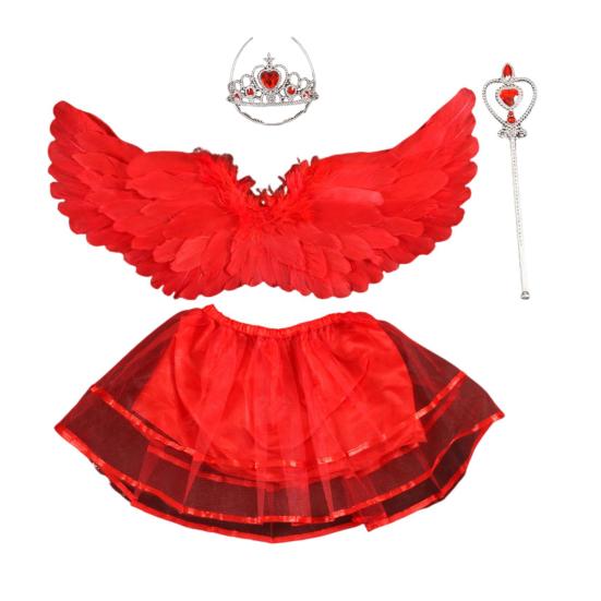 Angel Wing for Girls Women Feather Wings with Crown And Wand Fairy Costume Accessories for Cosplay Halloween Party