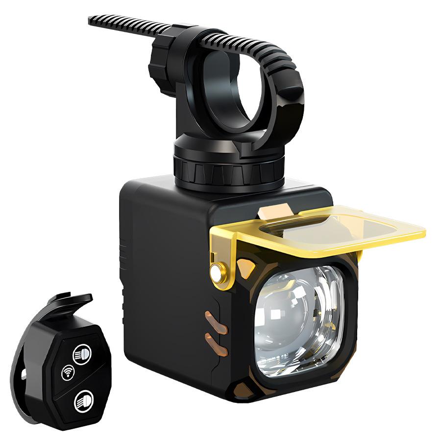 Raylights Bicycle Headlight Rechargeable LED IP66 Dual Mode Remote Control Handlebar Mounted Yellow Warning Light 10