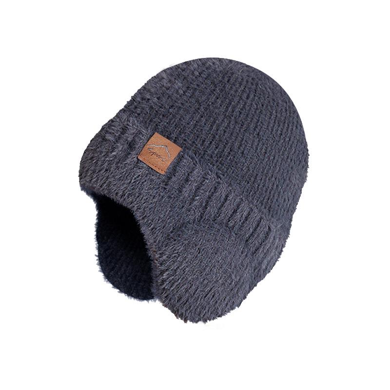 Unisex Winter Warm Plush Knit Wool Hat with Ear Protection