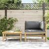 2 Piece Garden Lounge Set with Dark Gray Cushions Bamboo