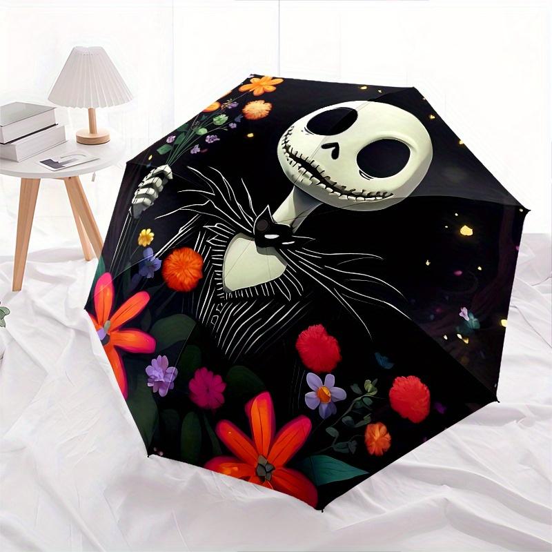 1 Auto Open Skeleton, Flowers Themed Colorful 8-rib Portable Umbrella for Men and Women, A Compact Commuting Companion Suitable for Daily Dr