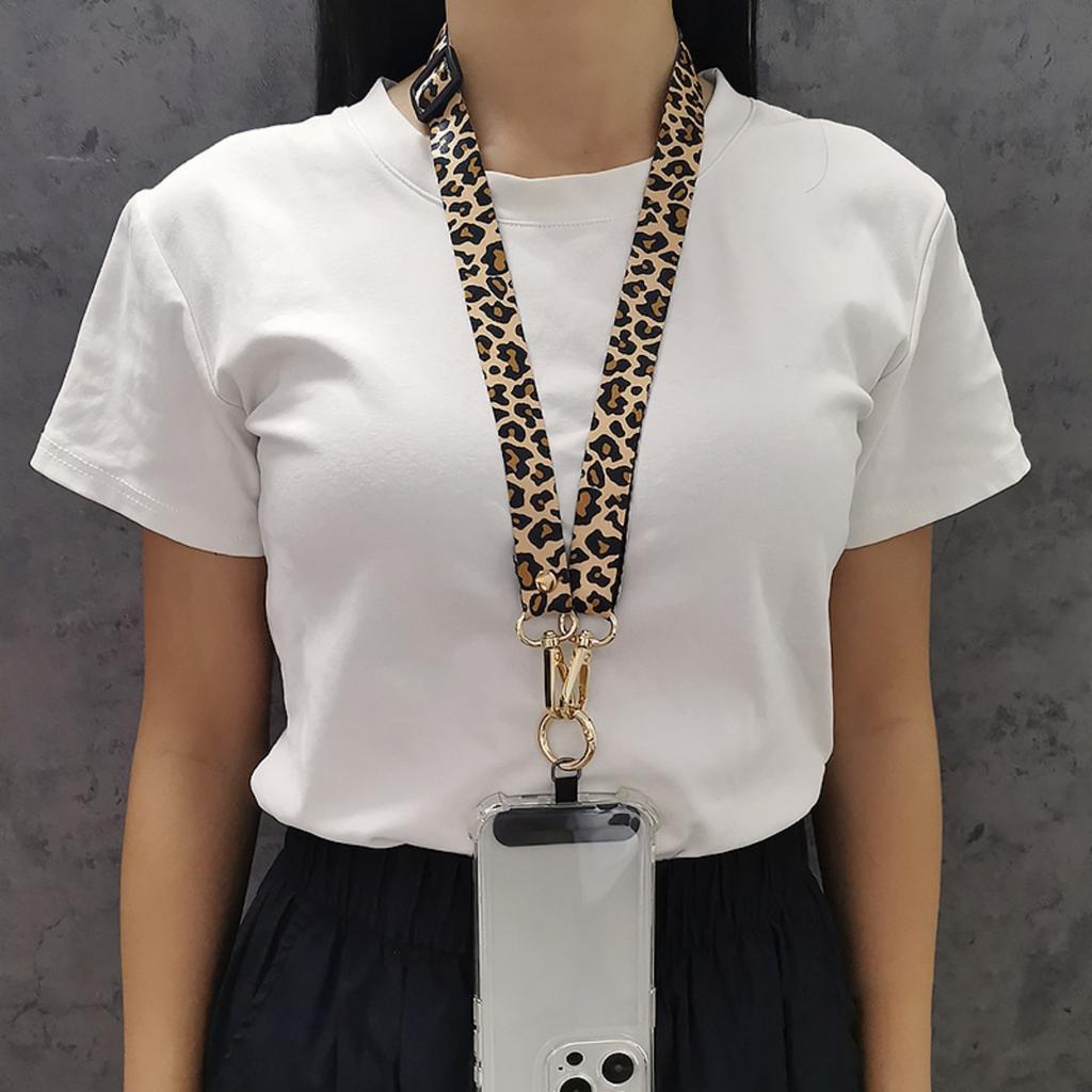 Stylish Leopard Print Phone Lanyard Shoulder Strap Adjustable Neck Strap Mobile Phone Case Phone Cover Anti-Loss Hanging Rope