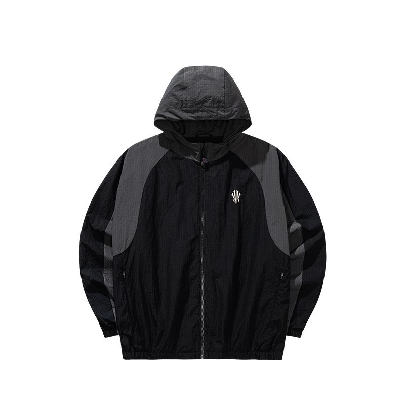 ANTA Unisex Kyrie Irving Series Water-Repellent Woven Hooded Sports Jacket Black/Grey 172541602N-3