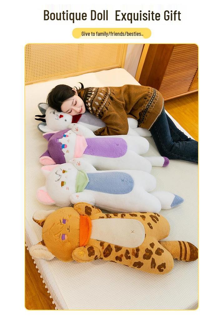 Devil Cat Plush Cushion Doll - Cartoon Animal Sleeping Backrest for Girls