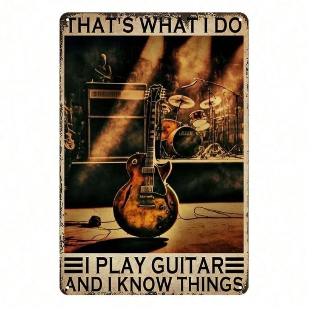 Vintage Metal Poster Guitar Wall Art Bar Garage Decor