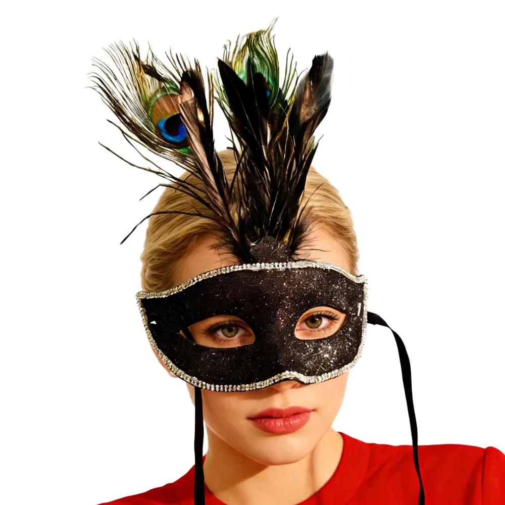 Half Face Feather Princess Mask Cosplay Queen Eyes Masks Carnival Masquerade Halloween Dress Up Party Costume Props High Quality