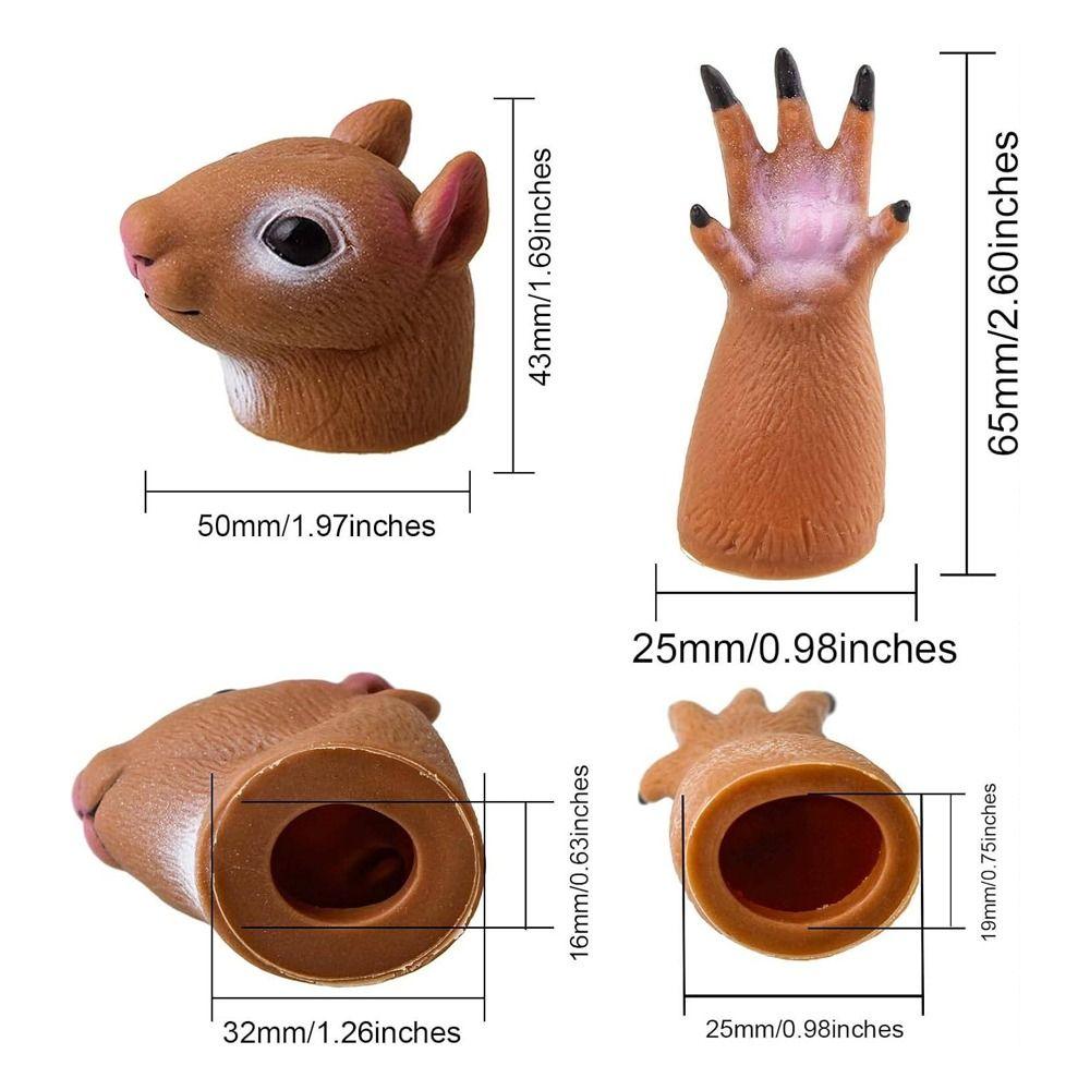 Soft Rubber Squirrel Finger Puppet Animal Shape Finger Puppet Toys Gifts Animal Hand Puppets