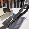 Men's Genuine Leather T-Shaped Double-Sided Belt with Letter Buckle