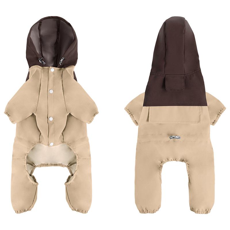 

Teddy Schnauzer Raincoat With Reflective Strap And Traction Bucklefor Small &Medium Pets Four Legged Hooded Windproof Sweatshirt M 2-3KG