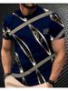 Men's T Shirt Breathable 3D Digital Print Striped T-Shirt - Short Sleeve Round Neck Summer Casual Comfortable Stretch Fit
