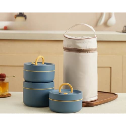 

Thermos Insulated Soup Lunch Box, Vacuum Insulated, Large Capacity 2-, 3-, or 4-Tier Lunch Jar, Includes Dinnerware and Storage Bag, Stainless Steel,