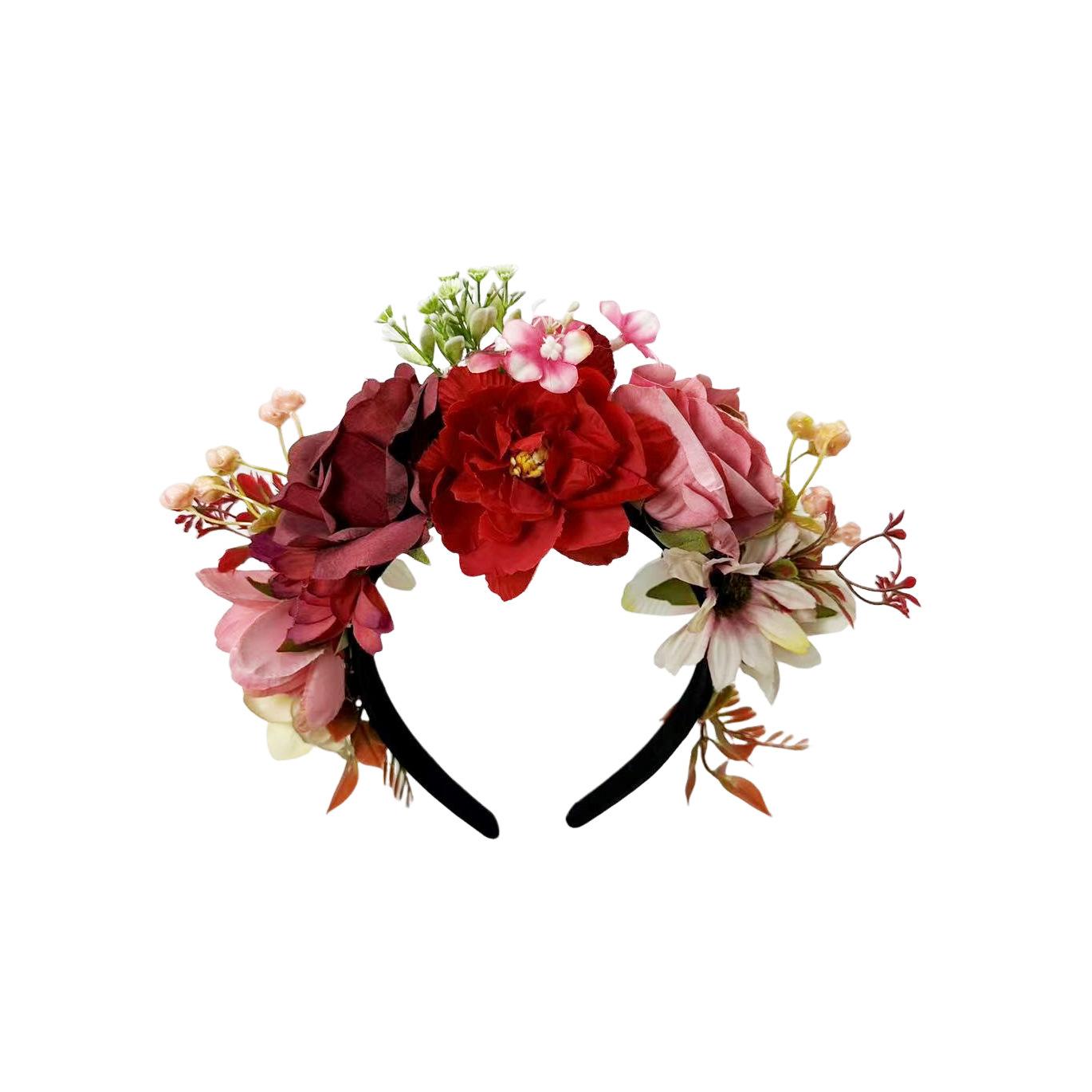 

European and American simulated flower headband Mori scenic spot photo vacation headgear Valentine s Day wedding photo hair accessories