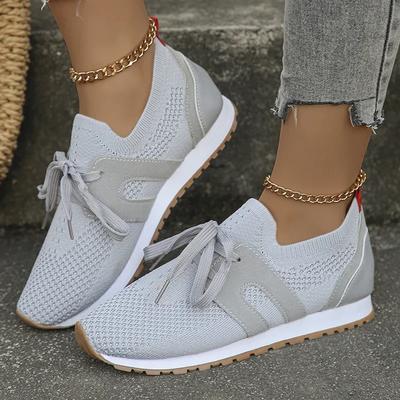 Fashion New Comfort Breathable Knitted Sneakers Women Spring Flat Heels Athletic Running Shoes Woman Plus Size 43 Casual Walking Shoes