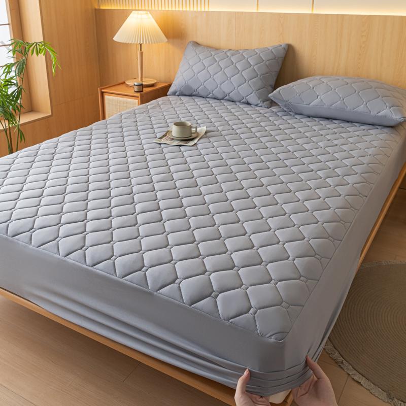 1pc Gray Mattress Cover Waterproof Bed Covers Quilted Fitted Sheet Thickened Bedsheet for Home Housses De matelas(No Pillowcase)