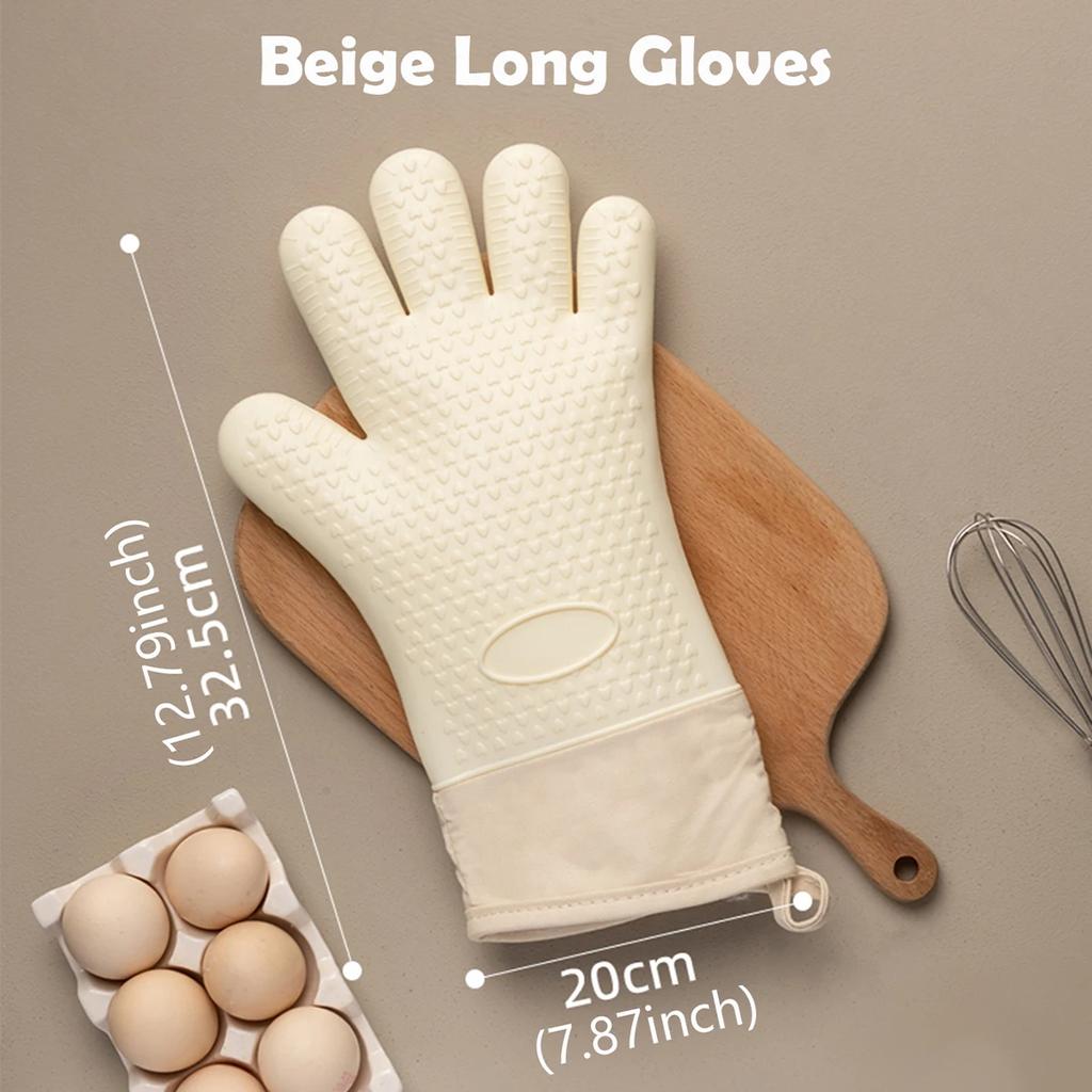 Anti-scald Thickened Silicone Gloves Heat Resistant Microwave  Oven Baking Gloves BBQ Gloves Anti-slip Heat Insulation Mitts